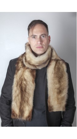 Polecat fitchew fur stole-scarf, cream